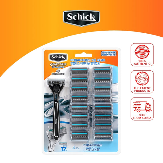 Schick Quattro Titanium Razor with 16+1 Refill Blades / Men's Shaving Set
