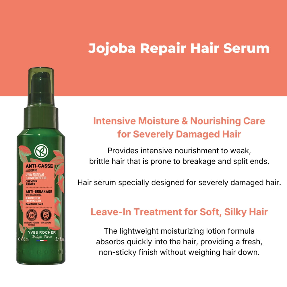 Yves Rocher Jojoba Repair Fortifying Hair Serum 100ml | Heat Protection